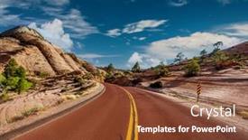  Presentation with highway - PPT layouts having empty-scenic-highway-in-zion background and a tawny brown colored foreground
