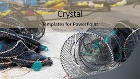  Presentation with seafood - Presentation design featuring empty seafood net traps background and a coral colored foreground