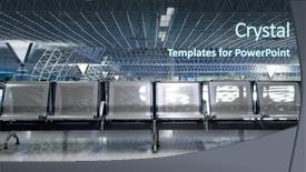  Presentation with airport lounge - Colorful slides enhanced with empty seats in an airport backdrop and a ocean colored foreground