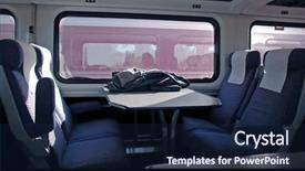  Presentation with train and travel - Cool new slides with empty seats on a passenger backdrop and a navy blue colored foreground