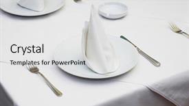  Presentation with tablecloth - Colorful PPT theme enhanced with empty served restaurant table backdrop and a white colored foreground