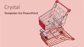  Presentation with shopping - PPT theme with empty-shopping-cart-against-pink background and a lemonade colored foreground