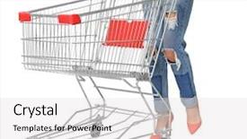  Presentation with empty - Beautiful slide deck featuring empty shopping cart on white backdrop and a  colored foreground
