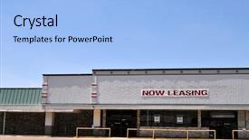  Presentation with mall - Beautiful presentation theme featuring empty shopping mall available backdrop and a light blue colored foreground