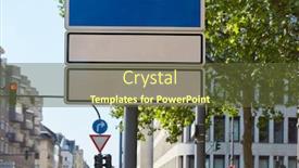  Presentation with cologne - Colorful PPT theme enhanced with empty-signpost-mock-up-template backdrop and a tawny brown colored foreground