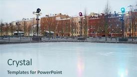  Presentation with ice rink - PPT theme consisting of empty skating rink background and a sky blue colored foreground