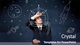  Presentation with space suit - Amazing theme having empty space with a chalk backdrop and a ocean colored foreground
