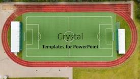  Presentation with soccer field - Presentation design consisting of empty-stadium-soccer-field-top background and a seafoam green colored foreground