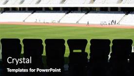  Presentation with events - Amazing PPT theme having empty-stadium-sport-events-without backdrop and a black colored foreground