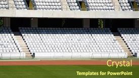  Presentation with events - Beautiful presentation design featuring empty-stadium-sport-events-without backdrop and a tawny brown colored foreground