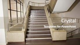  Presentation with way - Slides enhanced with empty stair way in a college background and a coral colored foreground