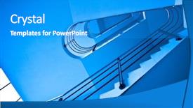  Presentation with public - Audience pleasing presentation design consisting of empty stairs in office backdrop and a teal colored foreground