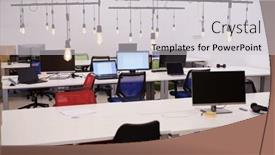  Presentation with interior designer - PPT layouts enhanced with empty-startup-office-interior background and a light gray colored foreground