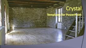  Presentation with renovation - PPT theme enhanced with empty stone house after renovation background and a tawny brown colored foreground