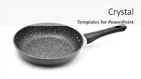  Presentation with stone - Presentation enhanced with cookware - empty stone non-stick frypan background and a  colored foreground