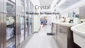  Presentation with modern building - PPT theme enhanced with empty-storage-room-with-supplies background and a light gray colored foreground