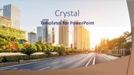  Presentation with city street - Cool new slide deck with navy - cosmetics for men in bottle backdrop and a lemonade colored foreground