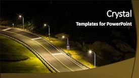  Presentation with city street - PPT layouts consisting of empty street in night city background and a black colored foreground