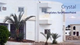  Presentation with abandoned - Amazing PPT theme having empty-streets-and-abandoned-houses backdrop and a sky blue colored foreground