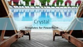  Presentation with luxury hotel - Theme featuring empty sunbeds near swimming pool in luxury hotel background and a arctic colored foreground