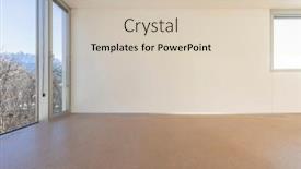  Presentation with under construction - Slide deck having empty-sunny-room-interior background and a soft green colored foreground