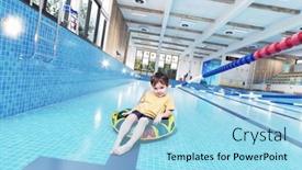  Presentation with swimming pool - Slide deck enhanced with empty-swimming-pool-and-boy background and a arctic colored foreground
