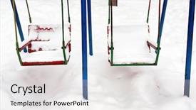  Presentation with swing - Amazing PPT theme having empty swing covered with snow backdrop and a light gray colored foreground