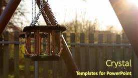  Presentation with childrens - Presentation design featuring empty-swings-at-childrens-playground background and a tawny brown colored foreground