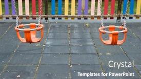  Presentation with playground - Audience pleasing PPT layouts consisting of empty-swings-in-a-playground backdrop and a gray colored foreground