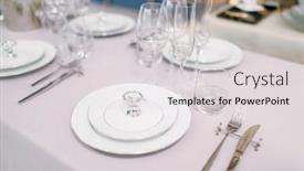  Presentation with tableware - Presentation having empty-tableware-table-setting-nobody background and a light gray colored foreground