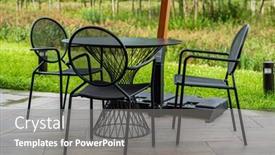  Presentation with luxury - Colorful slide deck enhanced with empty-terrace-near-luxury-restaurant backdrop and a gray colored foreground