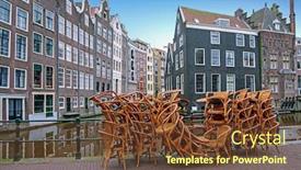  Presentation with amsterdam - Audience pleasing slide set consisting of empty-terraces-in-amsterdam-netherlands backdrop and a tawny brown colored foreground