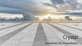  Presentation with sky - Colorful PPT layouts enhanced with empty tiled floor with cloudy backdrop and a light gray colored foreground