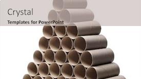  Presentation with toilet - Audience pleasing slides consisting of empty-toilet-paper-rolls-stacked backdrop and a light gray colored foreground