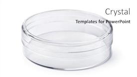  Presentation with plastic container - Presentation theme featuring polimero - empty transparent round plastic container background and a white colored foreground