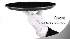  Presentation with waiter - Cool new PPT layouts with empty tray in hand waiter backdrop and a  colored foreground