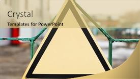  Presentation with wireless mesh network - Amazing presentation design having empty triangular warning sign on the mesh fence backdrop and a yellow colored foreground