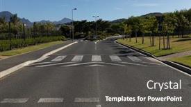  Presentation with sunny sky - Beautiful PPT layouts featuring empty-two-way-asphalt-road backdrop and a dark gray colored foreground