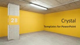  Presentation with parking lot - Beautiful PPT layouts featuring empty underground parking lot area backdrop and a gold colored foreground