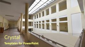  Presentation with back school - Colorful PPT theme enhanced with empty-university-collage-school-lobby backdrop and a violet colored foreground