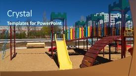  Presentation with condominium - PPT theme consisting of empty-urban-residential-infrastructure-nobody background and a ocean colored foreground