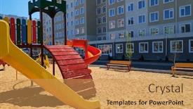  Presentation with condominium - Presentation consisting of empty-urban-residential-infrastructure-nobody background and a yellow colored foreground