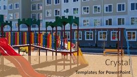  Presentation with condominium - Theme consisting of empty-urban-residential-infrastructure-nobody background and a coral colored foreground