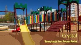  Presentation with condominium - Beautiful PPT layouts featuring empty-urban-residential-infrastructure-nobody backdrop and a tawny brown colored foreground