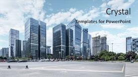  Presentation with urban - Slides enhanced with daytime - empty urban road and modern background and a light blue colored foreground