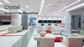  Presentation with chairs - Cool new presentation theme with empty waiting area with white backdrop and a light gray colored foreground