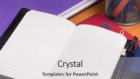  Presentation with note book - PPT theme consisting of empty white note book background and a white colored foreground