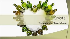  Presentation with shape heart - Cool new PPT theme with empty-wine-bottles-heart-shape backdrop and a soft green colored foreground