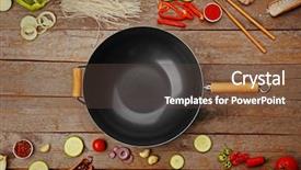  Presentation with empty - Slide deck consisting of empty wok pan with fresh background and a tawny brown colored foreground
