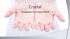  Presentation with woman body - PPT theme with empty woman hands over body background and a lemonade colored foreground